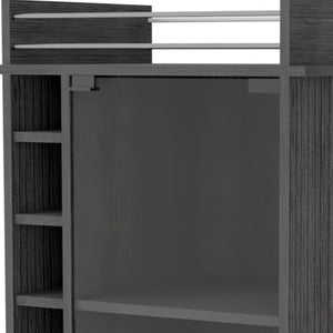 HomeRoots Gray Rolling Bar Cart with Wine Storage & Cabinets – Modern Design for Stylish Entertaining! 535100