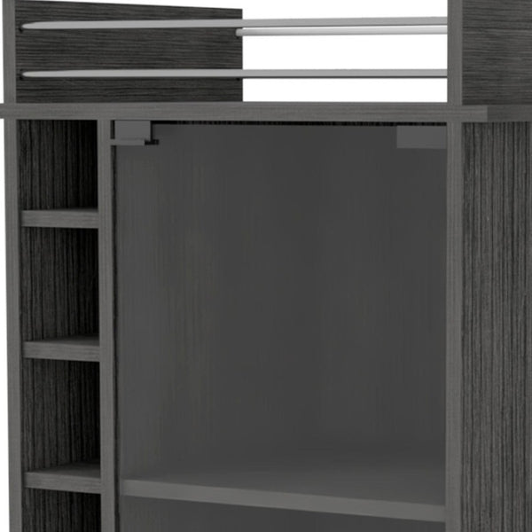 HomeRoots Gray Rolling Bar Cart with Wine Storage & Cabinets – Modern Design for Stylish Entertaining! 535100