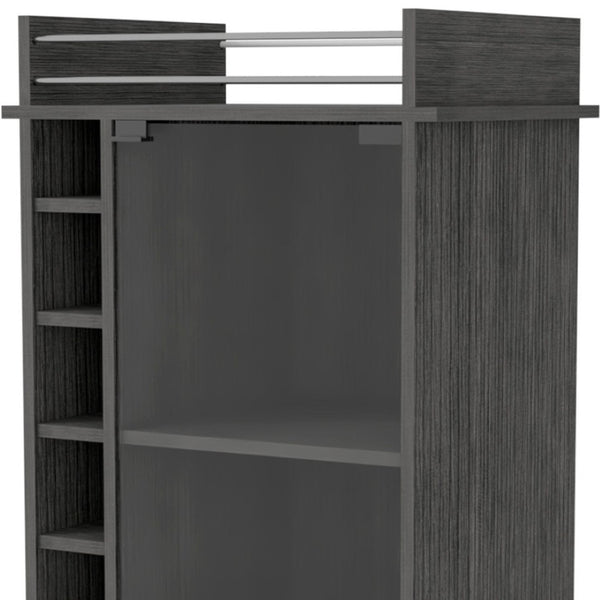 HomeRoots Gray Rolling Bar Cart with Wine Storage & Cabinets – Modern Design for Stylish Entertaining! 535100