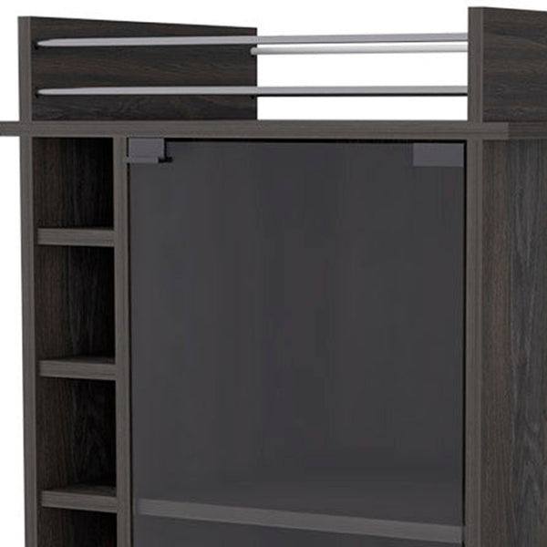 HomeRoots Espresso Rolling Bar Cart – Stylish Wine Storage with Mobility, Cabinets, and Modern Design for Entertaining 535101
