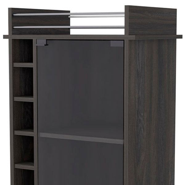HomeRoots Espresso Rolling Bar Cart – Stylish Wine Storage with Mobility, Cabinets, and Modern Design for Entertaining 535101