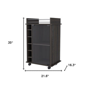 HomeRoots Espresso Rolling Bar Cart – Stylish Wine Storage with Mobility, Cabinets, and Modern Design for Entertaining 535101