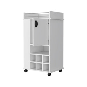 Homeroots White Rolling Bar Cart With Wine Storage   535105