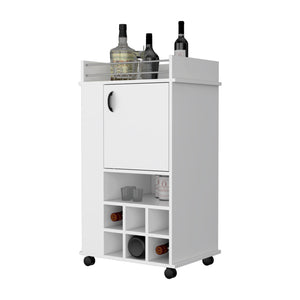 Homeroots White Rolling Bar Cart With Wine Storage   535105
