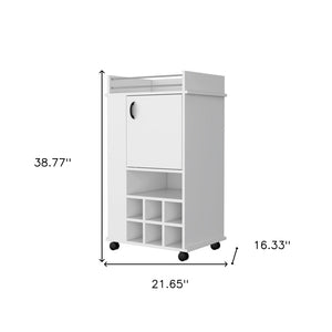 HomeRoots White Rolling Bar Cart with Wine Storage – Modern, Stylish & Functional Mobile Beverage Station for Home 535105