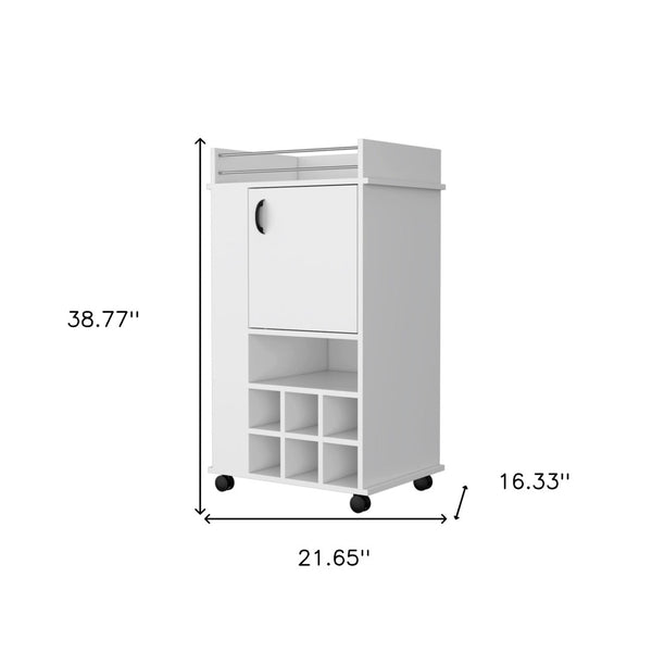 HomeRoots White Rolling Bar Cart with Wine Storage – Modern, Stylish & Functional Mobile Beverage Station for Home 535105