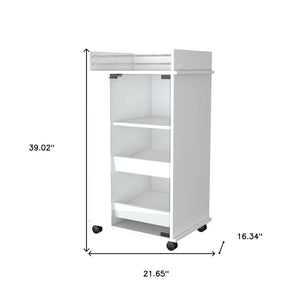 HomeRoots White Rolling Bar Cart – Modern Wine Storage with Mobility, Chic Design for Entertaining & Home Decor 535106
