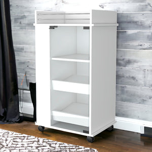 Homeroots White Rolling Bar Cart With Wine Storage   535106