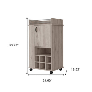 HomeRoots Light Gray Rolling Bar Cart with Wine Storage – Stylish, Space-Saving Design for Modern Entertaining 535108