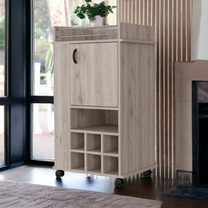 Homeroots Light Gray Rolling Bar Cart With Wine Storage   535108