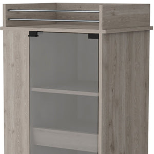HomeRoots Light Gray Rolling Bar Cart with Wine Storage – Stylish Mobility, Ample Space, and Modern Elegance! 535109