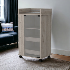Homeroots Light Gray Rolling Bar Cart With Wine Storage   535109