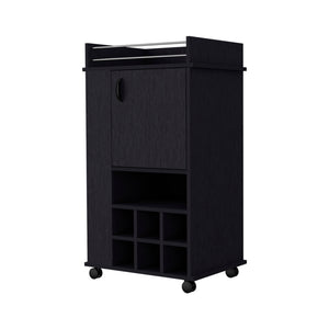 Homeroots Black Rolling Bar Cart With Wine Storage   535110