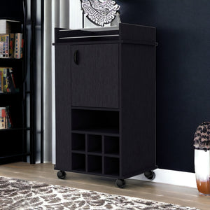 Homeroots Black Rolling Bar Cart With Wine Storage   535110