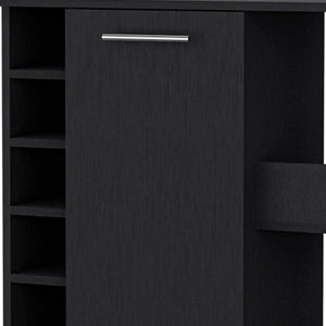 HomeRoots Black Rolling Bar Cart - Elegant Wine Storage, Modern Design, Smooth Wheels for Effortless Entertaining 535112