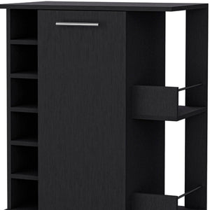 HomeRoots Black Rolling Bar Cart - Elegant Wine Storage, Modern Design, Smooth Wheels for Effortless Entertaining 535112