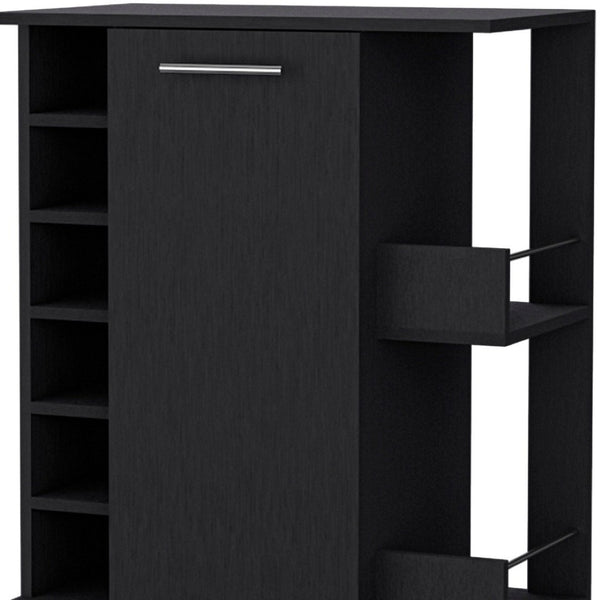 HomeRoots Black Rolling Bar Cart - Elegant Wine Storage, Modern Design, Smooth Wheels for Effortless Entertaining 535112