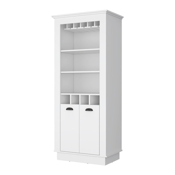 Homeroots 70" White Bar Cabinet With Wine Storage  Manufactured Wood 535113