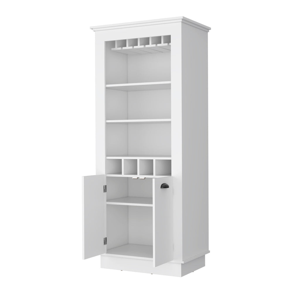 Homeroots 70" White Bar Cabinet With Wine Storage  Manufactured Wood 535113