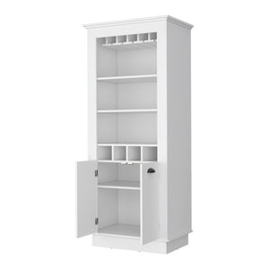 Homeroots 70" White Bar Cabinet With Wine Storage  Manufactured Wood 535113
