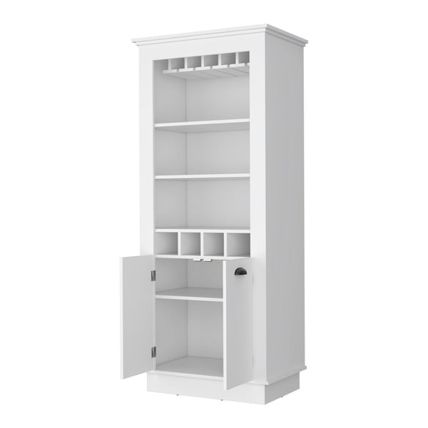 Homeroots 70" White Bar Cabinet With Wine Storage  Manufactured Wood 535113