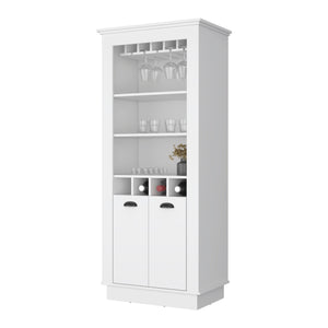 Homeroots 70" White Bar Cabinet With Wine Storage  Manufactured Wood 535113
