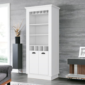 Homeroots 70" White Bar Cabinet With Wine Storage  Manufactured Wood 535113