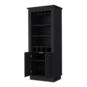 Homeroots 70" Black Bar Cabinet With Wine Storage  Manufactured Wood 535115