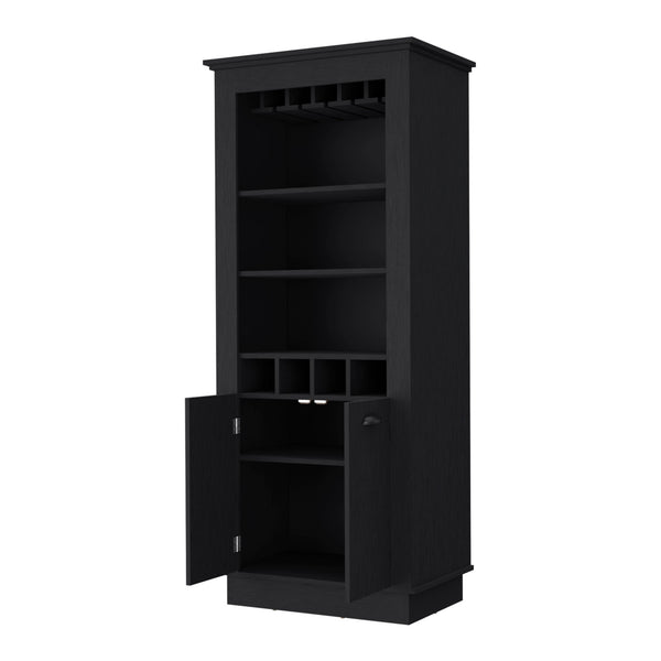 Homeroots 70" Black Bar Cabinet With Wine Storage  Manufactured Wood 535115