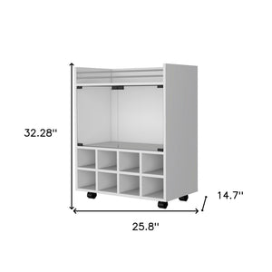 HomeRoots White Rolling Bar Cart – Stylish Wine Storage & Portable Beverage Station for Modern Entertaining 535116