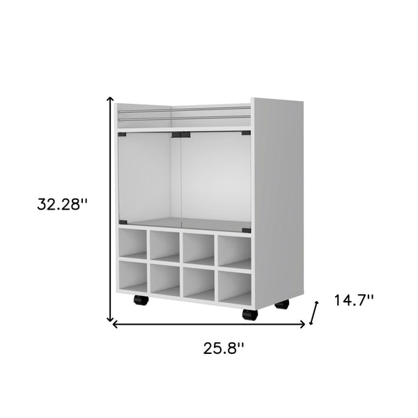 HomeRoots White Rolling Bar Cart – Stylish Wine Storage & Portable Beverage Station for Modern Entertaining 535116