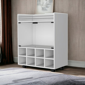 Homeroots White Rolling Bar Cart With Wine Storage   535116