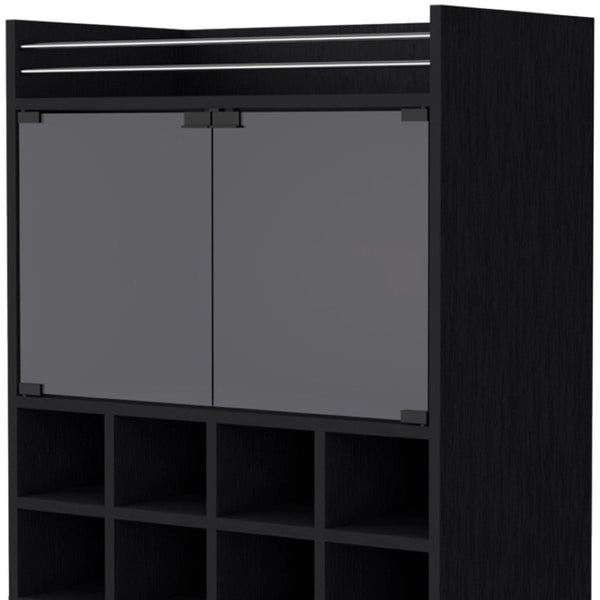 HomeRoots Black Rolling Bar Cart - Modern Wine Storage with Smooth Mobility & Ample Space for Entertaining 535117