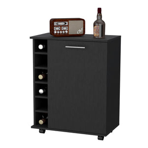 Homeroots Black Rolling Bar Cart With Wine Storage   535119