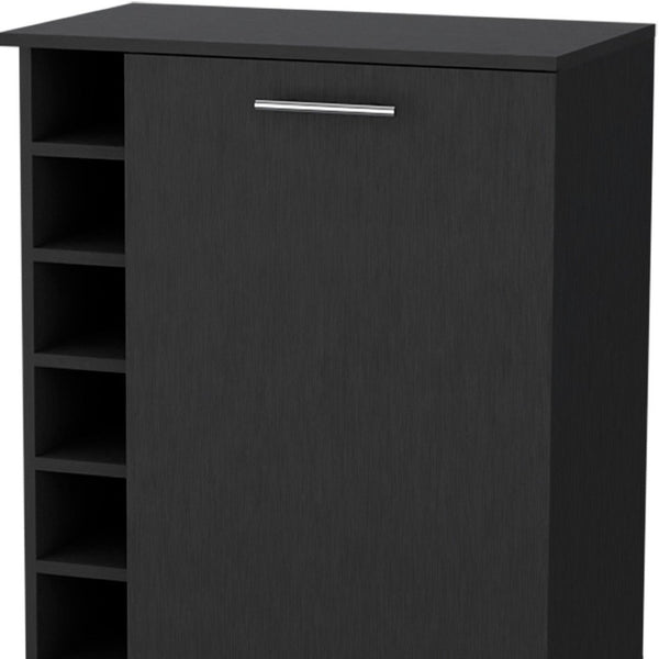 HomeRoots Black Modern Rolling Bar Cart with Wine Storage, Stylish Mobile Beverage Station for Entertaining 535119