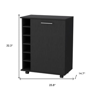 HomeRoots Black Modern Rolling Bar Cart with Wine Storage, Stylish Mobile Beverage Station for Entertaining 535119