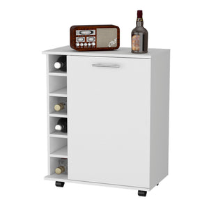 Homeroots White Rolling Bar Cart With Wine Storage   535120