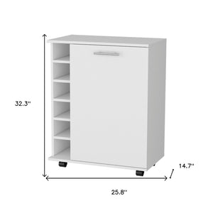 HomeRoots White Rolling Bar Cart with Wine Storage - Modern Elegance & Compact Design for Entertaining Anywhere! 535120