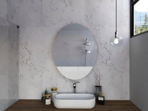 HomeRoots 31" Clear Oval Frameless Bathroom Vanity Mirror - Elegant, Light-Enhancing Design for Any Space 535124
