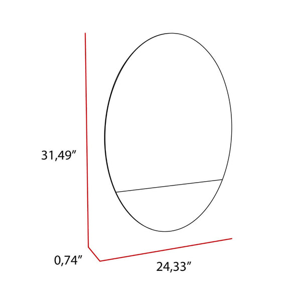 HomeRoots 31" Clear Oval Frameless Bathroom Vanity Mirror - Elegant, Light-Enhancing Design for Any Space 535124