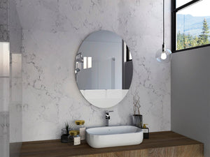HomeRoots 31" Clear Oval Frameless Bathroom Vanity Mirror - Elegant, Light-Enhancing Design for Any Space 535124