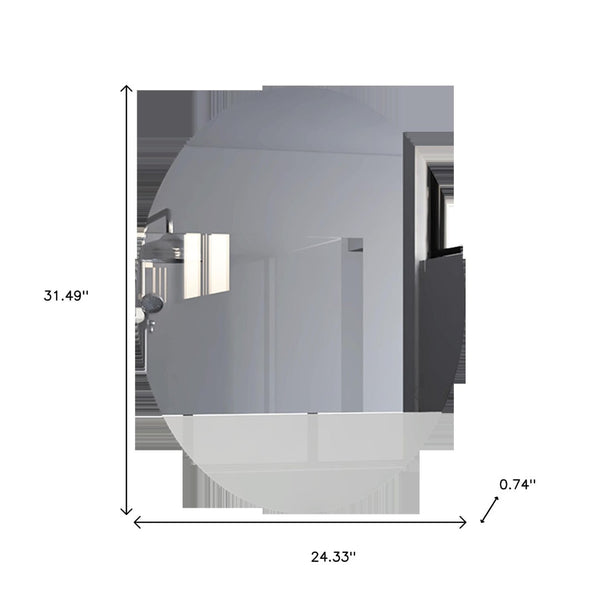 HomeRoots 31" Clear Oval Frameless Bathroom Vanity Mirror - Elegant, Light-Enhancing Design for Any Space 535124