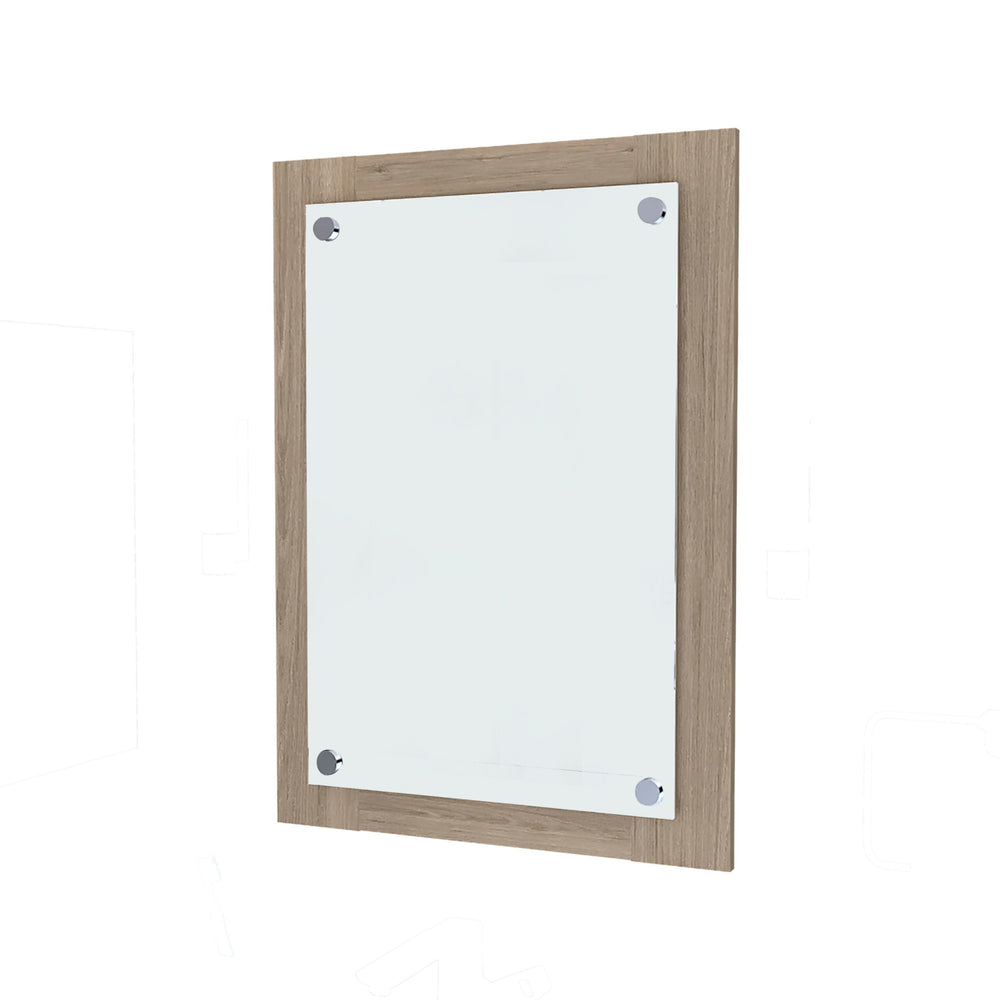 Homeroots 28" Brown Framed Accent Mirror  Mirrored Glass 535134