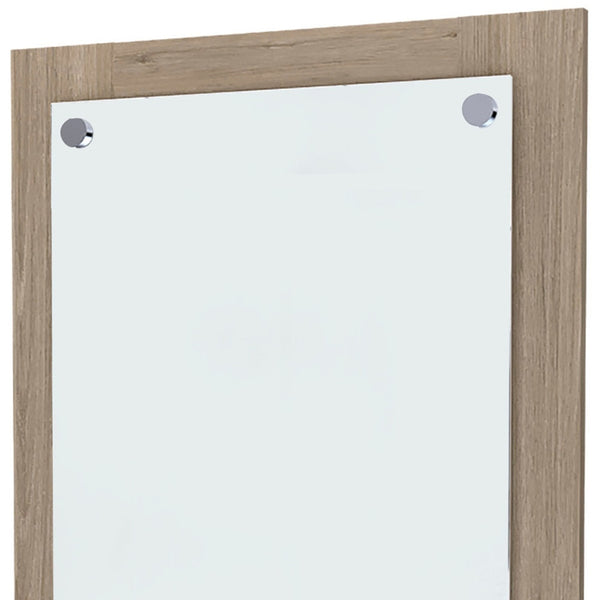 Homeroots 28" Brown Framed Accent Mirror  Mirrored Glass 535134