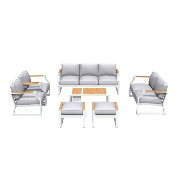 Seven Piece Outdoor Metal Patio Conversation Set with Side Table for Stylish Backyard Seating
