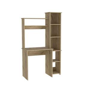 HomeRoots 39" Oak Wood Writing Desk & Bookshelf Set - Stylish, Durable, Organized Workspace for Home Office Use 535143
