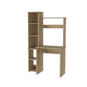 HomeRoots 39" Oak Wood Writing Desk & Bookshelf Set - Stylish, Durable, Organized Workspace for Home Office Use 535143