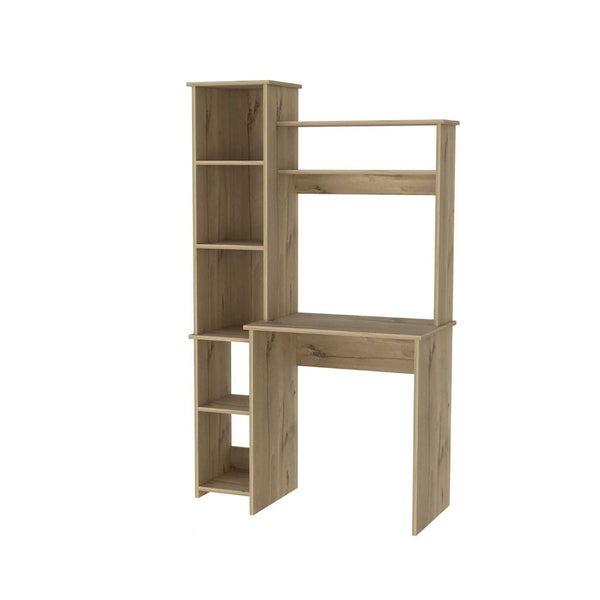 HomeRoots 39" Oak Wood Writing Desk & Bookshelf Set - Stylish, Durable, Organized Workspace for Home Office Use 535143