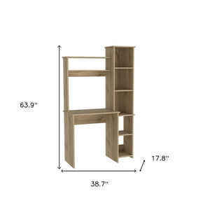 HomeRoots 39" Oak Wood Writing Desk & Bookshelf Set - Stylish, Durable, Organized Workspace for Home Office Use 535143