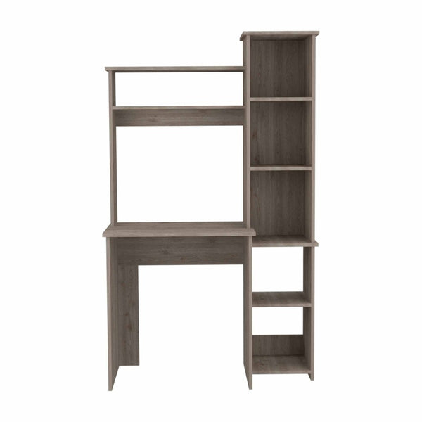 HomeRoots 39" Light Gray Wood Writing Desk & Bookshelf Set - Stylish Workspace Solution for Home Office & Decor 535145